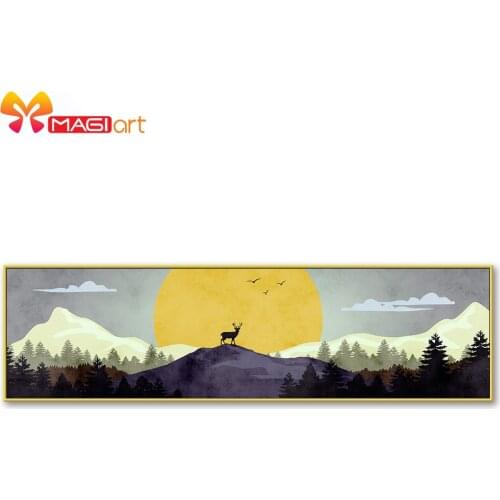 Cross stitch kits Embroidery needlework sets 11CT water soluble canvas patterns 14CT Animal style wide painting elk-NCMA105