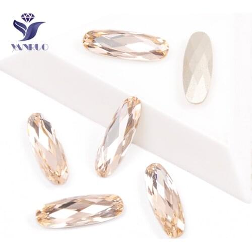 YANRUO 4161 Elongated Baguette K9 Crystal Light Peach Glass Crystal Studs for rhinestones Claws Setting Sewing For Jewelry