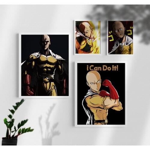 Japanese Anime One Punch Man Posters Silk Spun Cloth Painting Prints Wall Art Mural Room Decoration for Living Room Bedroom Dorm