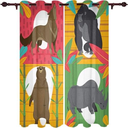 Living Room Curtains Forest Animals Cartoon Modern Home Decor Bathroom Kitchen Bedroom Balcony Floor Valance Curtains