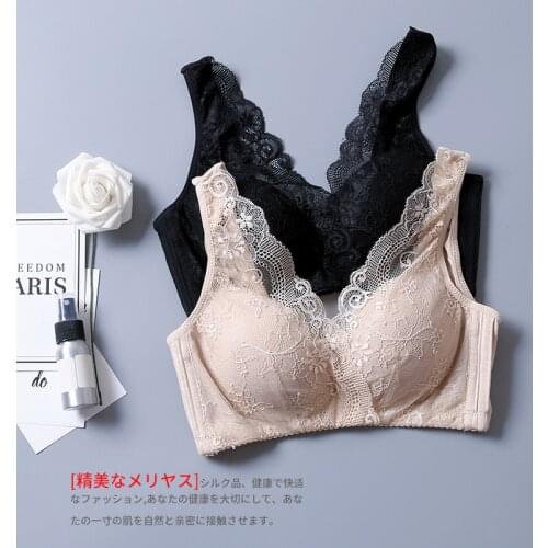Womens 100% Real Silk Lining with lace outside everyday Comfortable Wireless Bra Bralette 2008