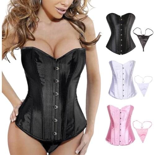 Women Corset Adjustable Back Strap Body Shaping Underwear Bodysuit Shapewear Deep V-Neck Body Shaper Plunge Thong Push Up Corset