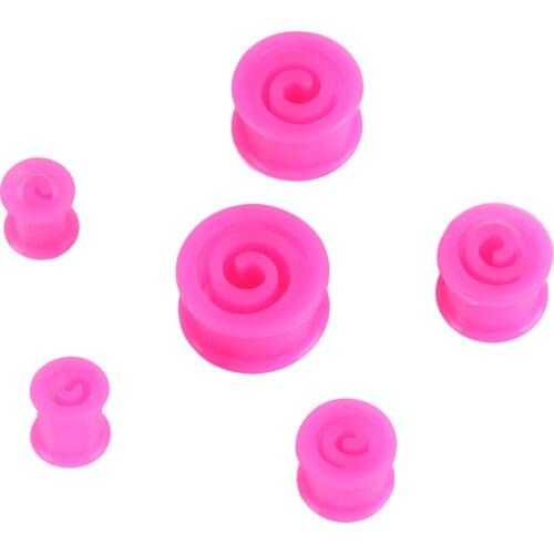 2017 Round Ear Plugs Silica gel Flesh Tunnel 6-16mm body piercing Spiral Ear Stretchers Women Expander Jewelry Silicone
