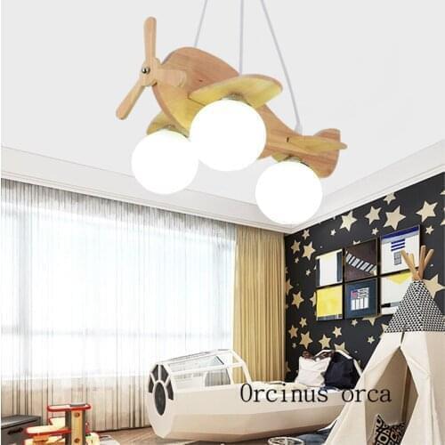 American personality solid wood chandelier boy bedroom childrens room cartoon creative LED fighter chandelier free shipping