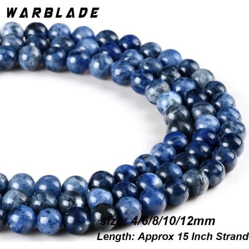 WarBLade Natural Stone Sodalite Beads Blue Round Loose Stone Beads 4mm 6mm 8mm 10 12MM For DIY Necklace Bracelet Jewelry Making