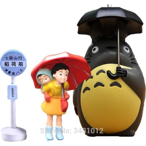 My Neighbor Totoro Umbrella Satsuki mei Studio Ghibli PVC Action Figures Micro Gnome Terrarium Figurines Mini Garden Decoration