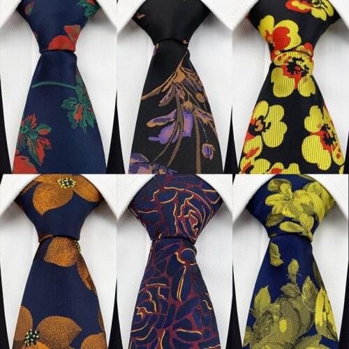 GUSLESON New Fashion Classic Print 8cm Variety of colored flowers NeckTie for Men Casual occasions Business Party Gift Tie