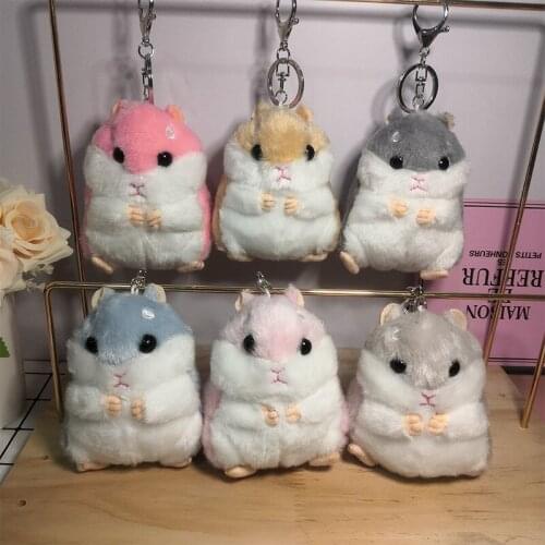 Exquisite10cm Creative Simulation cute hamster rabbit plush toy pendant doll keychain Bag baby bed decoration christmase gift