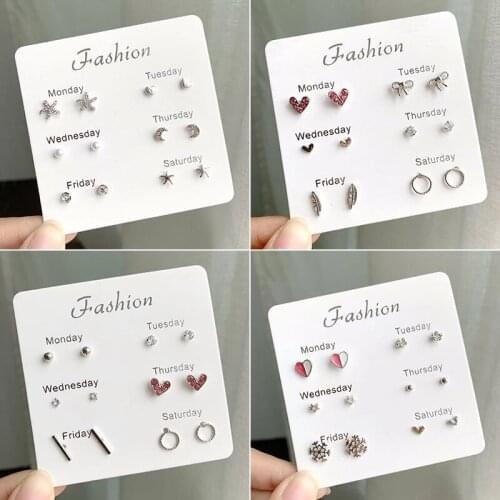 Women Heart Star Earrings Set Bowknot Square Leaf Mini Earrings For Women Bohemian Fashion Small Jewelry Geometric Brincos
