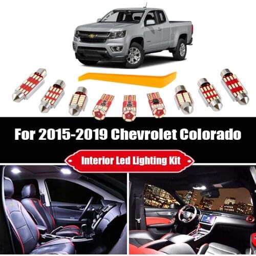 10Bulbs For Chevrolet Colorado 2015-2017 2018 2019 White Interior LED Car Accessories Trunk Cargo Light Kit Mirror License Lamp