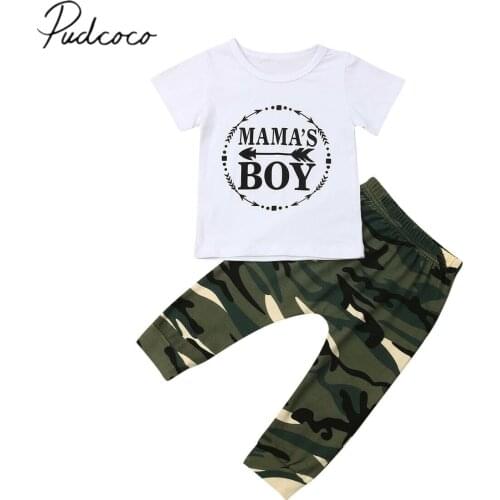 Summer Baby Clothing Newborn Kids Baby Boys Tops T-shirt Camo Pants Outfit 2Pcs Set Short Sleeve Clothes Tracksuit