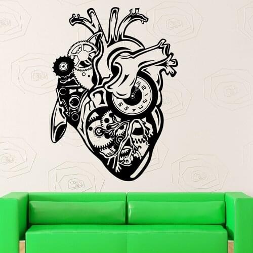 Machinery Wall Stickers Steampunk Mechanical Heart Motor Engine Removable Wall Decal For Office Living Room Decoration Y429