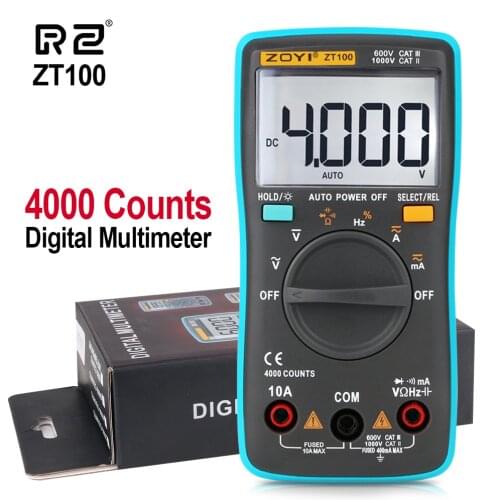 RZ Multimeter Test Leads Auto Range 6000 AC/DC Voltage Current Ohm Diode Resistance Capacitance Professional Digital Multimeter