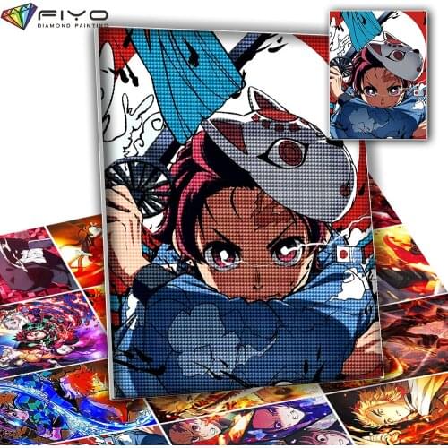 Demon Slayer Diamond Painting Mural Anime Character Diamond Embroidery Mosaic Picture Cuadros Cross Stitch Kits Room Decoration