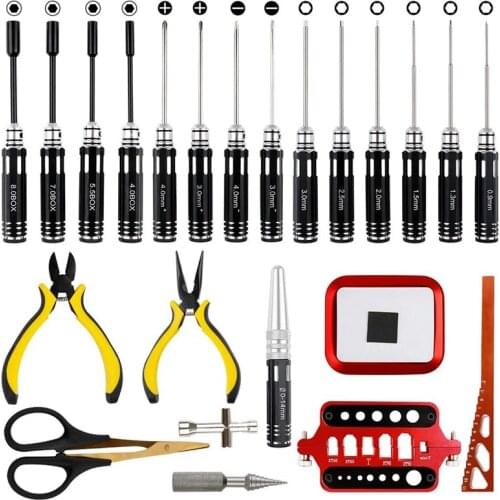 RC Tools Kits Hex Screwdriver Set Nut Sleeve Socket Pliers RC Repair Set for RC Car Boat Quadcopter (23 in 1)