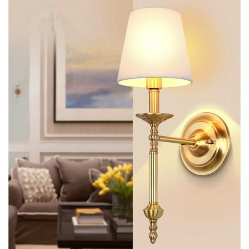 American country style bedroom living room Wall Lamp Bedside Lamp Retro copper creative aisle porch corridor stair LU826470