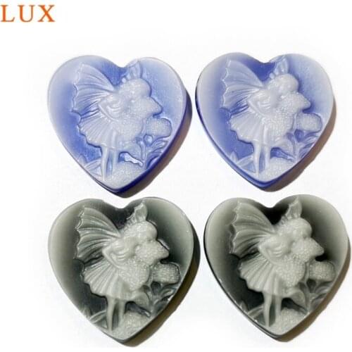 Natural black agates Cabochon Cameo pendant Heart Shape Flat back Engrave Pendants 20mm beautiful Lady Flower Jewelry For Women