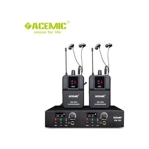 NEW RELEASE Acemic EM-D02 Dual Channel Wireless In-Ear Monitor System bodypack microphone for stage performance conference