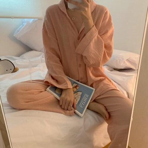 Sleepwear Womens Cotton Korean Pyjama Pour Femme 2 Piece Set Loungewear Nightgown Pijama Summer Pajamas Trouser Suits