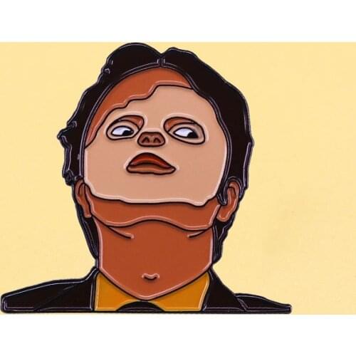 Office Dwight Mask Enamel Pins Cute Cartoon Metal Brooch Men Women Fashion Jewelry Gifts Clothes Backpack Hat Lapel Badges