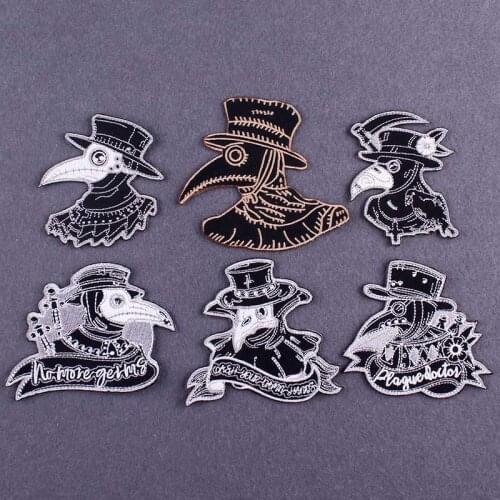 Plague doctor Patch Iron On Patches For Clothing Doctor Schnabel patch Embroidered Patches On Clothes DIY Punk Clothes Stripes