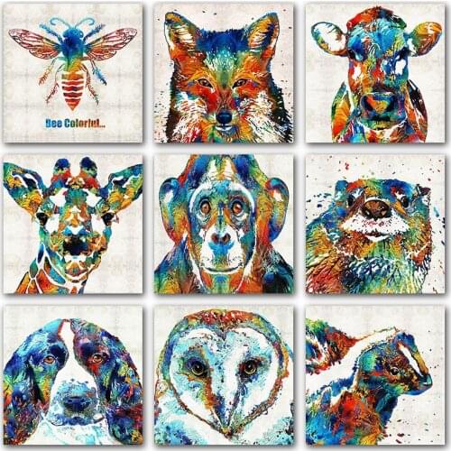 Full Square Diamond mosaic Full Round Diamond embroidery Cross stitch 5D DIY Diamond painting animals Colorful Cartoon deer dog