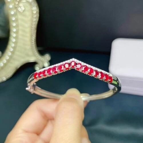 Luxurious Natural Ruby Bracelet for Party 3mm*4mm Real Africa Ruby Silver Bracelet 925 Silver Ruby Jewelry Fashion Jewelry