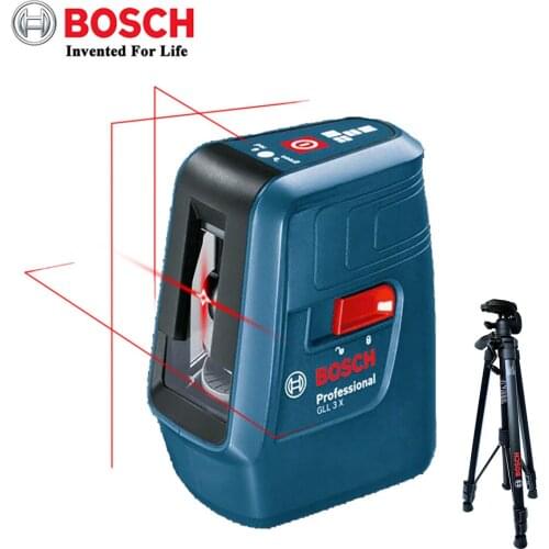 Bosch Laser Level 3 Lines Laser Level GLL3X Horizontal Vertical Cross-Line With Auto Self-Leveling,Indoor Red Line Laser Level