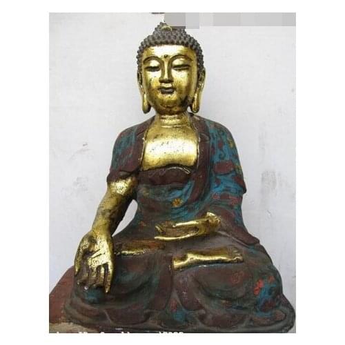Xd 003429 Tibet Buddhism Temple Copper bronze cloisonne Sakyamuni Tathagata Buddha Statue