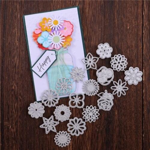 YaMinSanNiO 18pcs Flowers Metal Cutting Dies Scrapbooking Stencil DIY Album Paper Card Embossing Die Cut Decor New Dies for 2020
