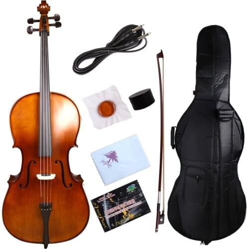 Yinfente 4/5 Strings Electric Acoustic Cello 4/4 Maple+Spruce Handmade Sweet Tone Free Bag+bow