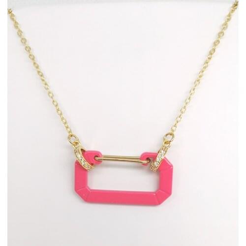 Enamel Geometric Necklace Women Choker Gold Slim Chain Rectangle Neon Style Jewelry Necklaces Trendy 2020 Summer 45+5cm Bright