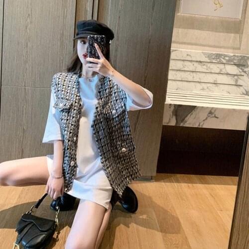 Checkered Suit vest Women Vintage retro Plaid vest jacket office lady 2020 new hit Women fashion sleeveless solid vest jacket