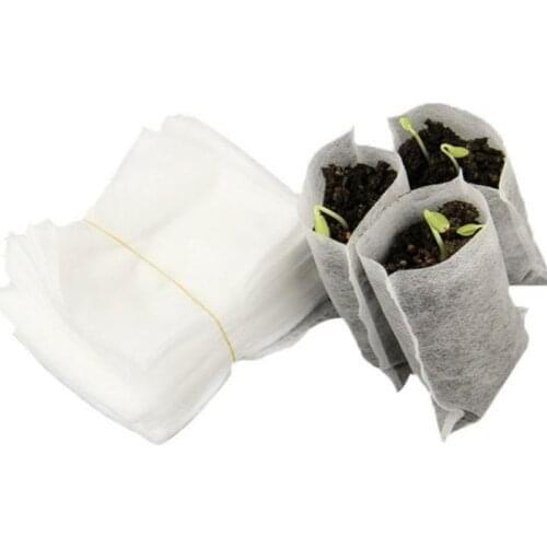 100PCS Disposable Seedling Bag Nursery Pots Seedling Non Woven Planting Bag Degradable Fabric Bags Garden Supplies 8*10Cm