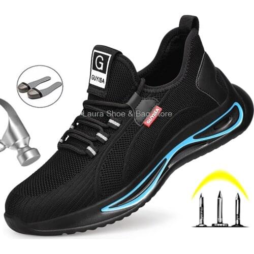 2021 New Shoes Safety Boots Male Steel Toe Cap Shoes Anti-Piercing Boots Breathable Shoes Comfortable Boots Protective Footwear