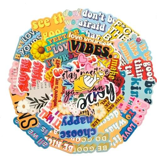 5 Sets = 200PCS Color Inspirational English Stickers Diary Water Cup Computer Helmet PVC Stickers