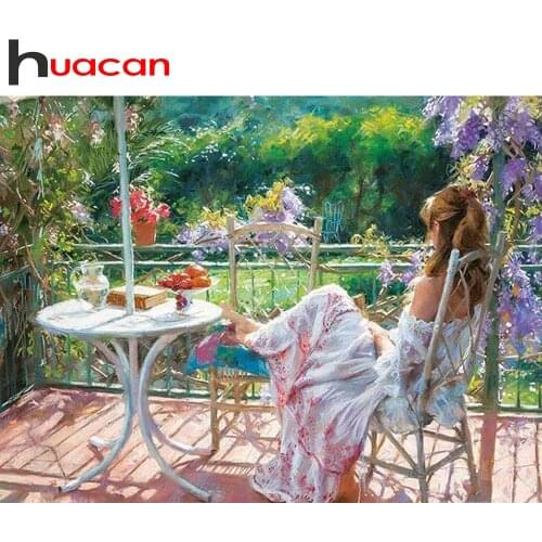 Huacan 5D Diamond Painting Landscape Accessories Home Diamond Embroidery Full Square Stones Diamond Mosaic Girl Decoration