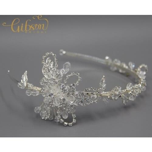 Free Shipping Elegant Crystal Floral Bridal Headband Wedding Hairbands