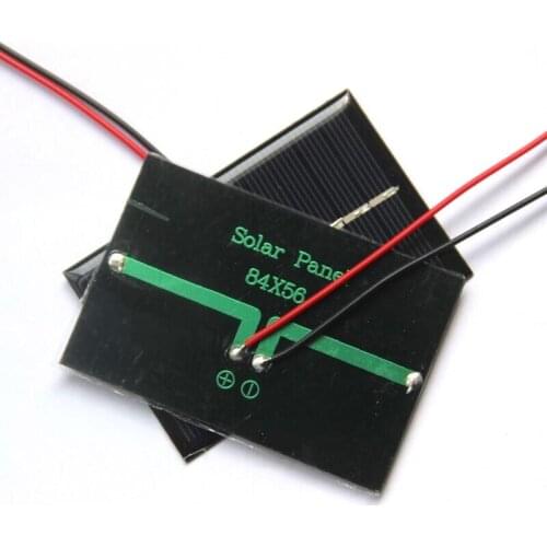 BUHESHUI Wholesale 500PCS/Lot 0.6W 5V Mini Solar Panel With Cable Epoxy Solar Cell DIY Solar Toys Education Kits 84*56*3MM