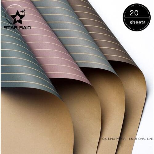 20 Sheets Stripe Craft Paper Brown Handmade Gift Wrapping Paper Jelly Film Paper Home Decoration