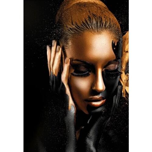 Black Gold Nude African Art Woman Diamond Painting portrait cross stitch diamond embroidery girl picture full rhinestone mosaic