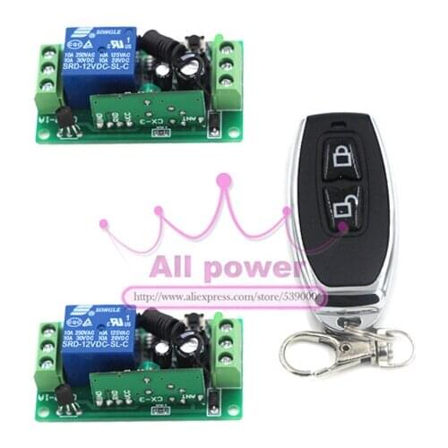 DC12V 10A Smart Power Switch 12V 1ch learning code RF Wireless Remote Control Switch with waterproof remote