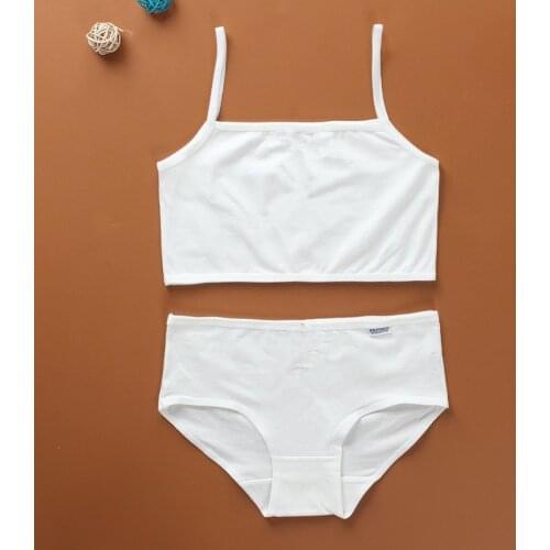 Childrens bra set girl vest development period underwear cotton sling single layer summer half-length tube top