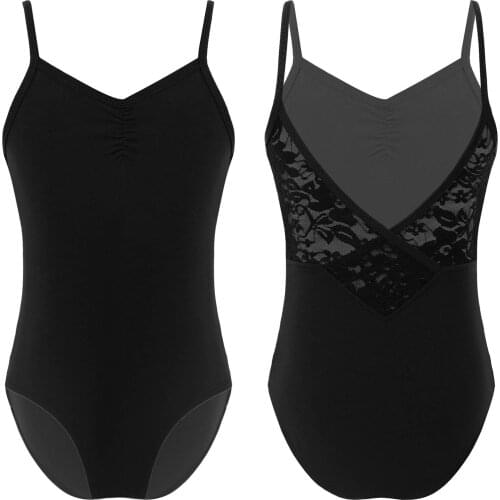 Kids Girls Dancing Leotard Sleeveless Ruffled Front Open Back Hollow Out Lace at Rear Ballet Dance Examination Bodysuit Jumpsuit