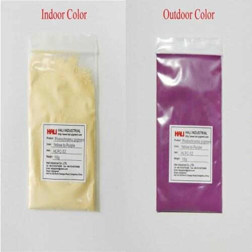 Double color photochromic pigment,solar active pigment,color:yellow to purple,item:HLPC-52,1lot=100gram,free