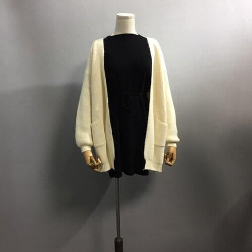 Jumper Poncho 2019 Autumn And New Pattern Thick Solid Rabbits Hair Suit-dress Color V Lead Easy Fund Womens Knitting Garment