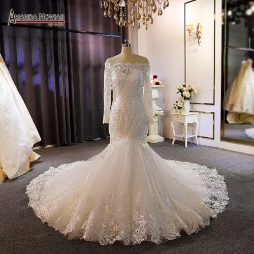 Elegant lace wedding dress with luxury long lace veil new bridal