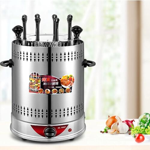 Electric Grill Fully Automatic Spin Home Timed Dismountable Oil Collector Steel Fork Kebab Roast Chicken Wing Barbecue Machine