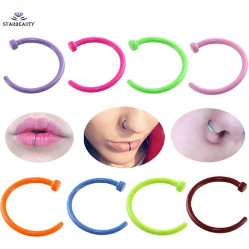 2pcs/lot Dream C Fluorescent Fake Nose Ring Lip Piercing Labret Nose Septum Helix Piercing Tragus Piercing Pircing Ear Clip Cuff