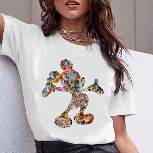 Graffiti Mickey Mouse Print Casual Harajuk Female Tshirts Unisex Short Sleeve T Shirt HipHop Summer Women T-shirt Streetwear Top